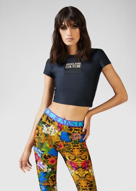 Tricouri Versace Logo Cropped Dama | GYSAQMB-34